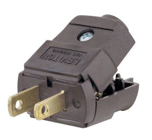 Leviton Commercial and Residential Thermoplastic Polarized Plug 1-15P 20-16 AWG 2 Pole 2 Wire