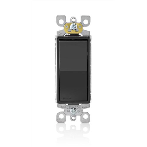 Leviton Decora 15 amps Single Pole Rocker AC Quiet Switch Black 1 pk