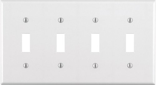 Leviton White 4 gang Thermoset Plastic Toggle Wall Plate 1 pk