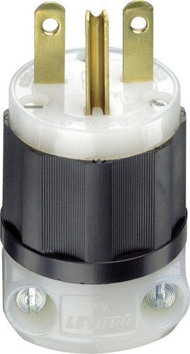 Leviton Industrial Nylon Ground/Straight Blade Plug 6-15P 18-10 AWG 2 Pole 3 Wire