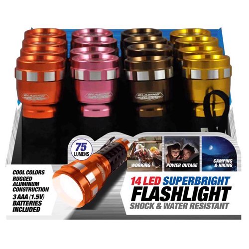 Blazing LEDz 14 LED 85 lm Assorted LED Flashlight AAA Battery