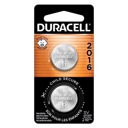 Duracell Lithium Coin 2016 3 V 0.09 mAh Medical Battery 2 pk