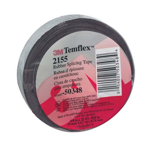 3M Temflex 3/4 in. W X 22 ft. L Black Rubber Splicing Tape