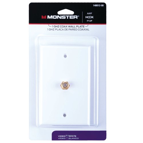 Monster Just Hook It Up White 1 gang Plastic Coaxial Wall Plate 1 pk