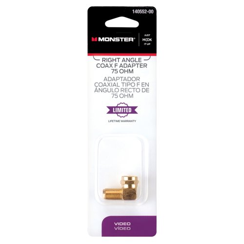 Monster Just Hook It Up Right Angle Coax F Adapter 75 ohm 1 pk