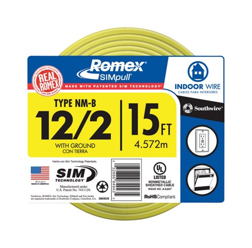 Southwire 15 ft. 12/2 Solid Romex Type NM-B WG Non-Metallic Wire