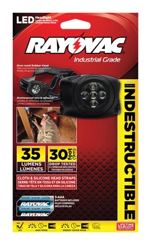Rayovac Workhorse Pro 35 lm Black LED Headlight AAA Battery