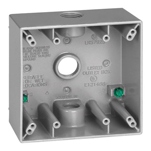 Sigma Engineered Solutions New Work 31 cu in Square Die-Cast Metal 2 gang Weatherproof Box Gray
