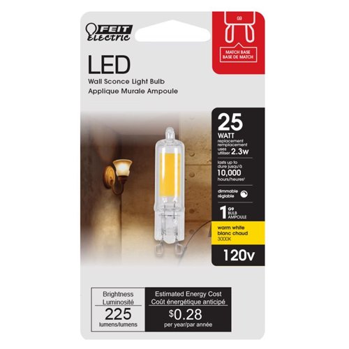 Feit T4 G9 LED Bulb Warm White 25 Watt Equivalence 1 pk
