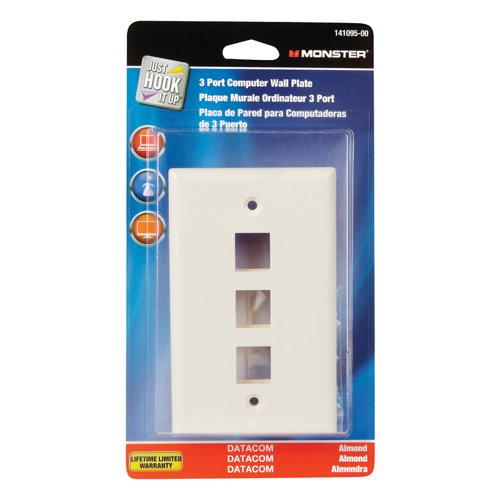 Monster Just Hook It Up Almond 3 gang Plastic Keystone Wall Plate 1 pk