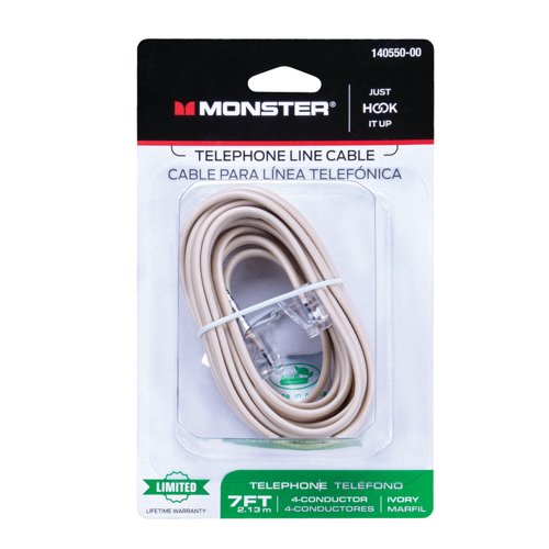 Monster Just Hook It Up 7 ft. L Ivory Modular Telephone Line Cable