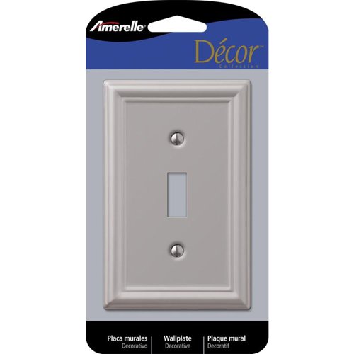 Amerelle Chelsea Brushed Nickel 1 gang Stamped Steel Toggle Wall Plate 1 pk