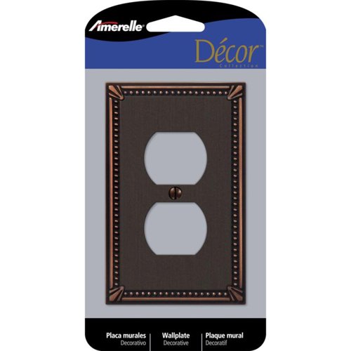Amerelle Imperial Bead Aged Bronze 1 gang Die-Cast Metal Duplex Wall Plate 1 pk