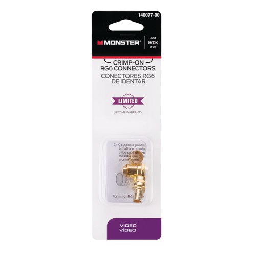 Monster Just Hook It Up Crimp-On RG6 Coaxial Connector 2 pk