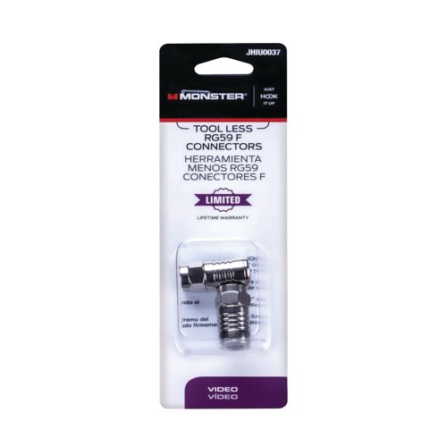 Monster Just Hook It Up Tool Less RG59 Coaxial Connector 2 pk