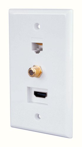 Monster Just Hook It Up White 1 gang Plastic Coaxial Wall Plate 1 pk