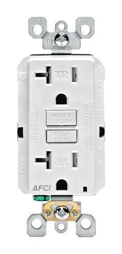 Leviton Decora 20 amps 125 V White AFCI Outlet 5-20R 1 pk