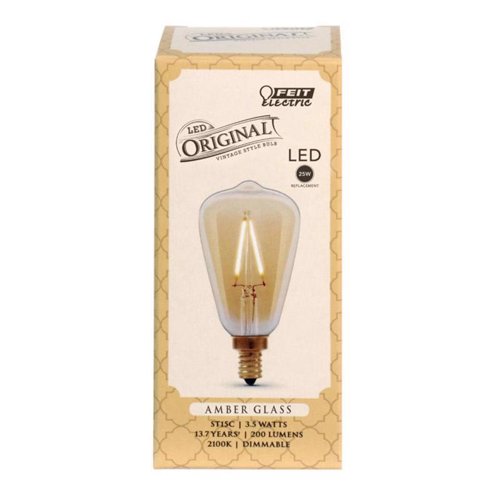 Feit ST15 E12 (Candelabra) Filament LED Bulb Amber Soft White 25 Watt Equivalence 1 pk