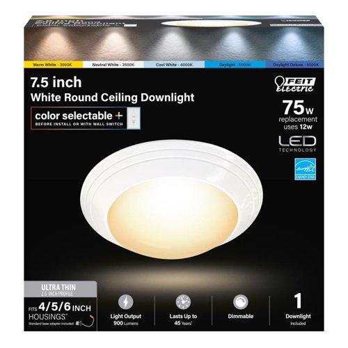 Feit White 7.6 in. W LED Disklight Retrofit Kit 12 W