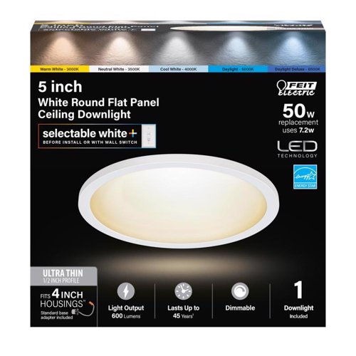 Feit EDGELIT Frost White 4 in. W Aluminum LED Retrofit Recessed Lighting 6.5 W