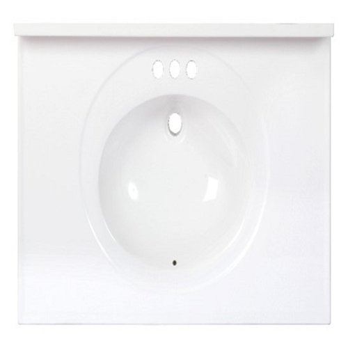 Arstar Standard Cultured Marble Bathroom Sink 37 in. W X 22 in. D White