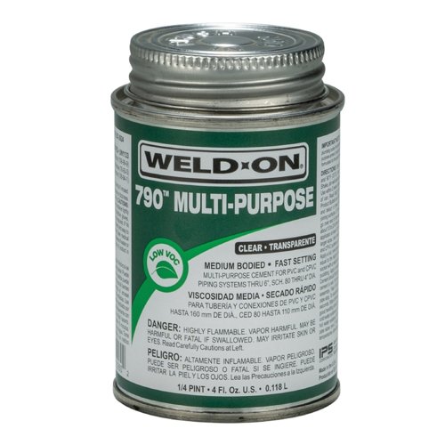 Weld-On 790 Clear Multi-Purpose Solvent Cement For CPVC/PVC 4 fl. oz.