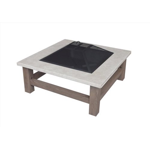 Living Accents 34 in. W Steel Modern Square Wood Fire Pit