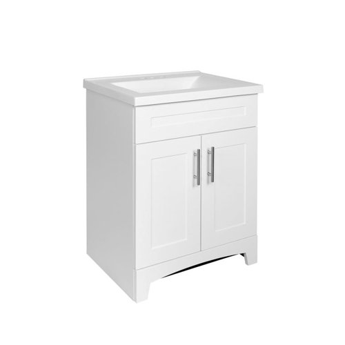 Royal Cabinets Shaker Single White Vanity Combo 24-1/2 in. W X 18.75 in. D X 36 in. H