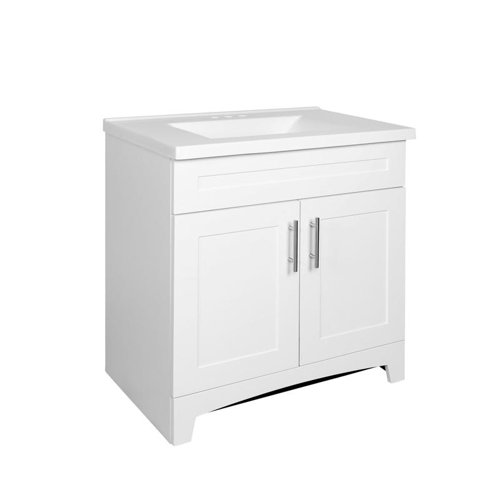 Royal Cabinets Shaker Single White Vanity Combo 30-1/2 in. W X 18.75 in. D X 36 in. H