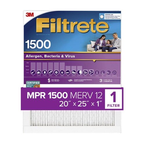 Filtrete 20 in. W X 25 in. H X 1 in. D 1500 MPR Pleated Allergen Air Filter 1 pk