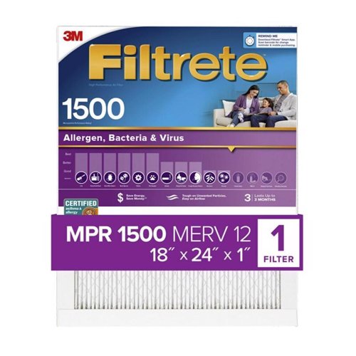Filtrete 18 in. W X 24 in. H X 1 in. D 1500 MPR Pleated Air Filter 1 pk