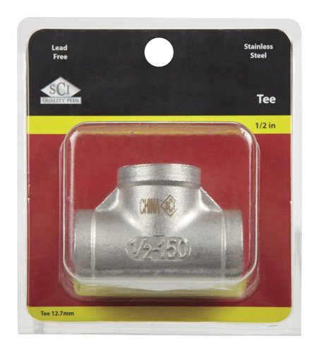 Smith-Cooper 1/2 in. FPT X 1/2 in. D FPT 1/2 in. D FPT Stainless Steel Tee