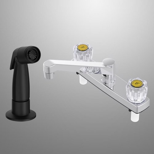 Home Plus Two Handle Chrome Kitchen Faucet Side Sprayer Included