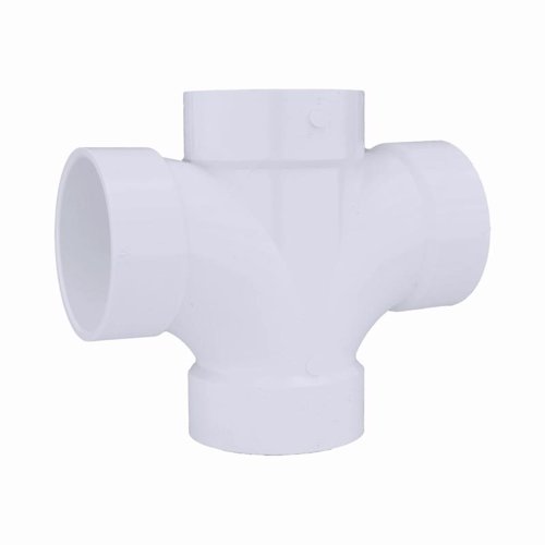 Charlotte Pipe Schedule 40 4 in. Hub X 4 in. D Hub PVC Double Sanitary Tee 1 pk