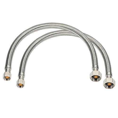 Homewerks 3/8 in. Compression X 1/2 in. D FIP 16 in. Braided Stainless Steel Supply Line
