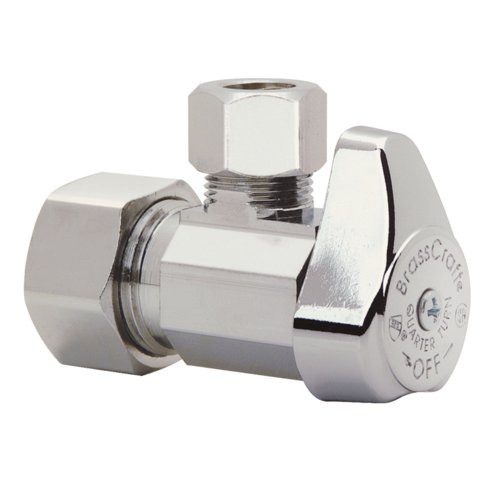 BrassCraft 1/2 in. Compression outlets X 3/8 in. Compression Brass Angle Stop Valve