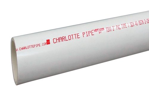 Charlotte Pipe Schedule 40 PVC Pipe 1-1/2 in. D X 5 ft. L Plain End 330 psi