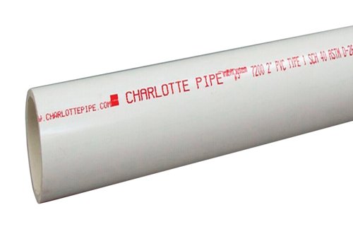 Charlotte Pipe Schedule 40 PVC Pipe 2 in. D X 5 ft. L Plain End 280 psi