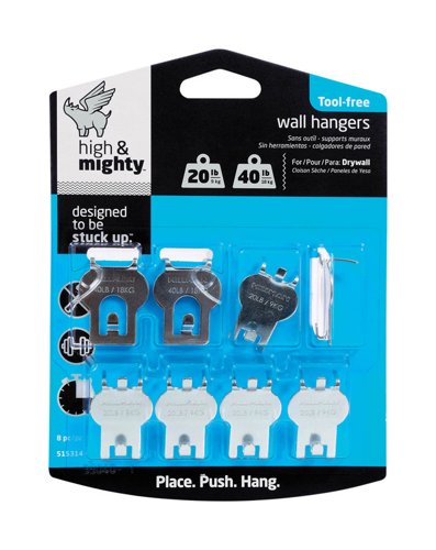 HILLMAN High & Mighty Gray Hanger Picture Hanger 20 lb 8 pk