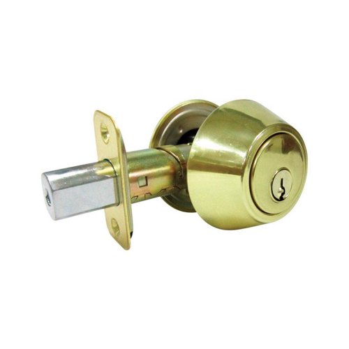 Faultless Polished Brass Double Cylinder Lock 1-3/4 in in.