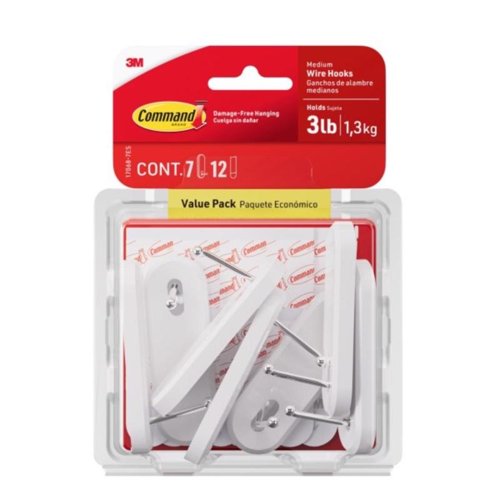 3M Command Medium Plastic Hook 3.16 in. L 7 pk