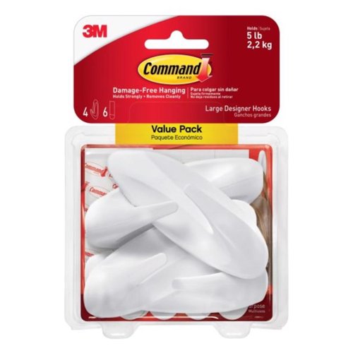 3M Command Large Plastic Designer Hooks 4.125 in. L 4 pk