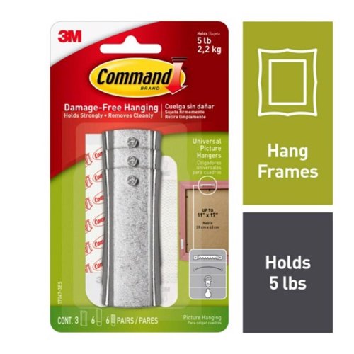 3M Command Plastic Coated White Small Picture Hanger 5 lb 3 pk