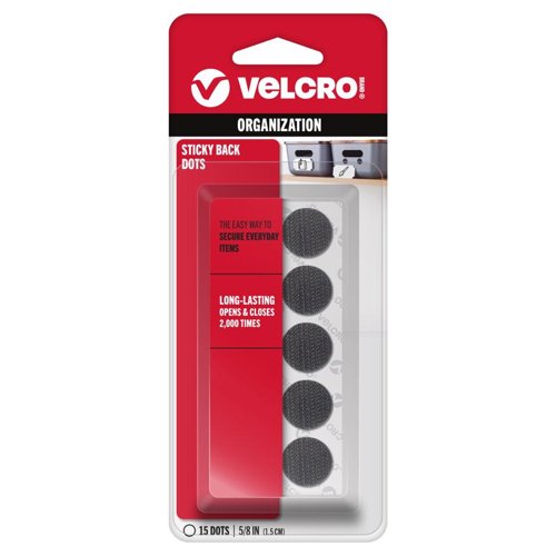 VELCRO Brand Sticky Back Small Nylon Hook and Loop Fastener 5/8 in. L 15 pk