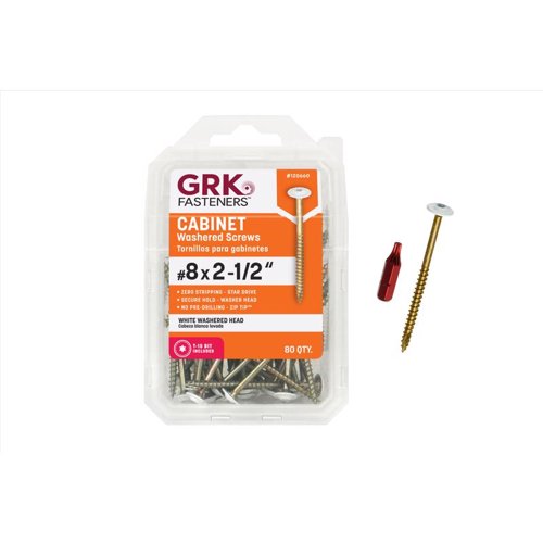 GRK Fasteners No. 8 X 2-1/2 in. L Star Coated Self-Tapping Cabinet Screws 80 pk