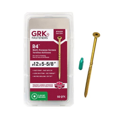 GRK Fasteners R4 No. 12 X 5-5/8 in. L Star Coated W-Cut Multi-Purpose Screws 50 pk