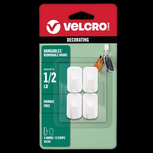 VELCRO Brand HANGables Micro Plastic Micro Hooks 4 pk
