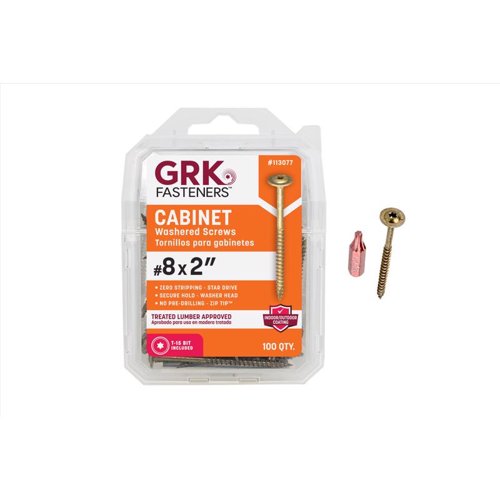 GRK Fasteners No. 8 X 2 in. L Star Coated W-Cut Cabinet Screws 100 pk
