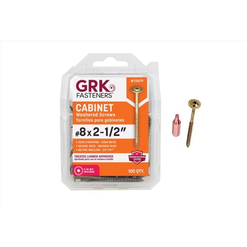 GRK Fasteners No. 8 X 2-1/2 in. L Star Coated W-Cut Cabinet Screws 100 pk