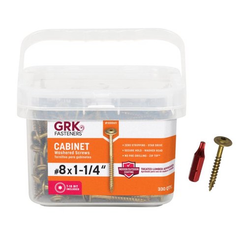 GRK Fasteners No. 8 X 1-1/4 in. L Star Coated Self-Tapping Cabinet Screws 330 pk